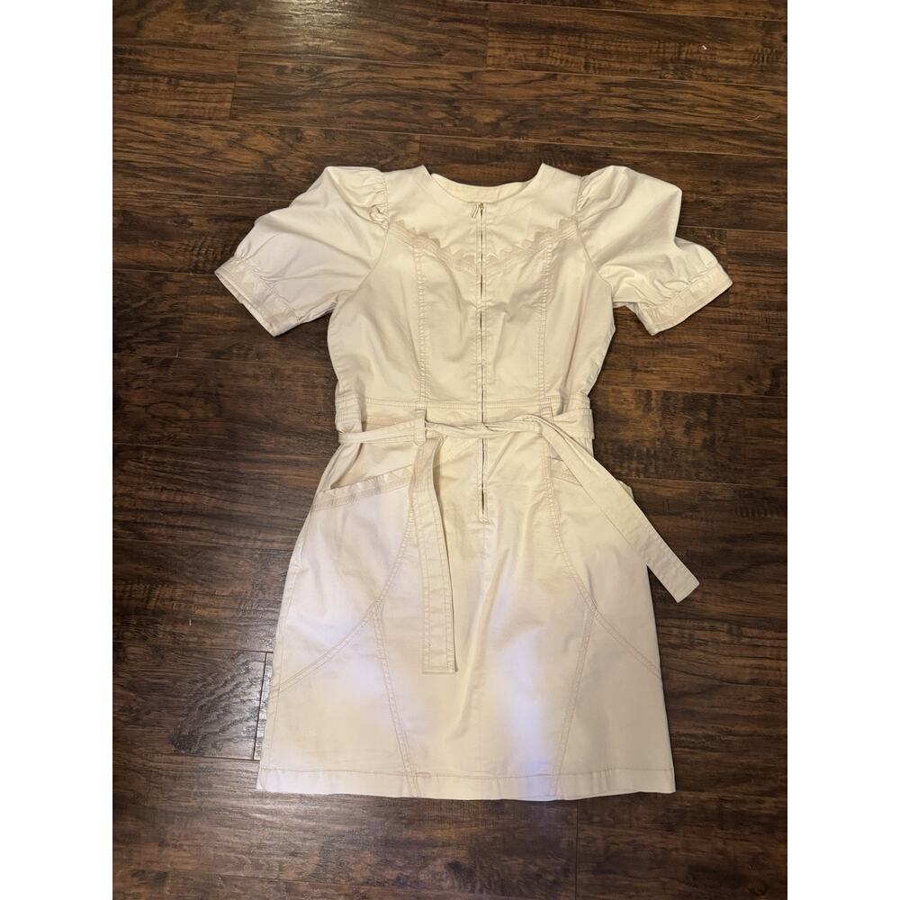 Anthropologie Women’s Ivory Puff Sleeves Belted Mini Dress Sz:8